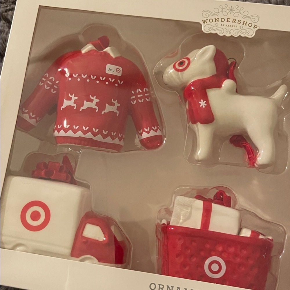 Target Store Wondershop‎ Ceramic Target Christmas Tree Ornament Set 6pc NEW - Picture 2 of 3